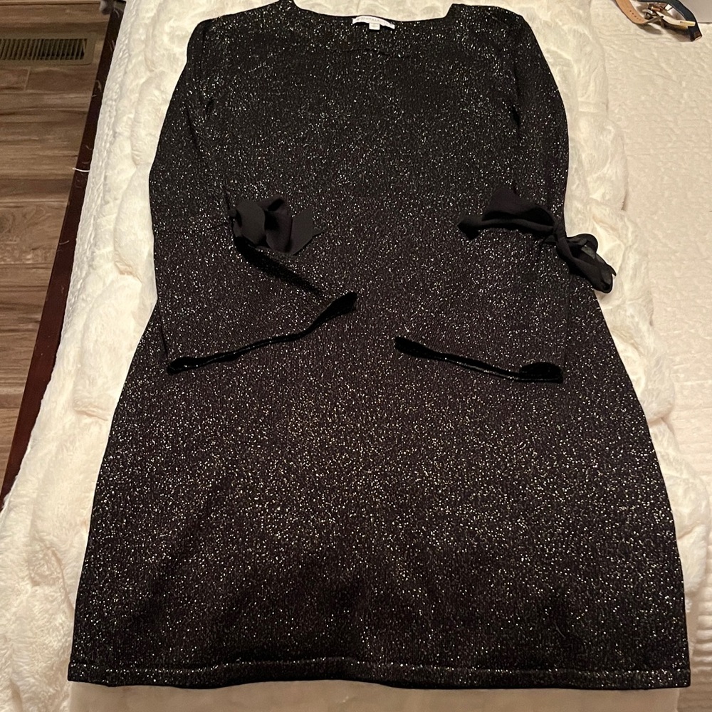 Talbots Black Sparkle Long Sleeve Dress